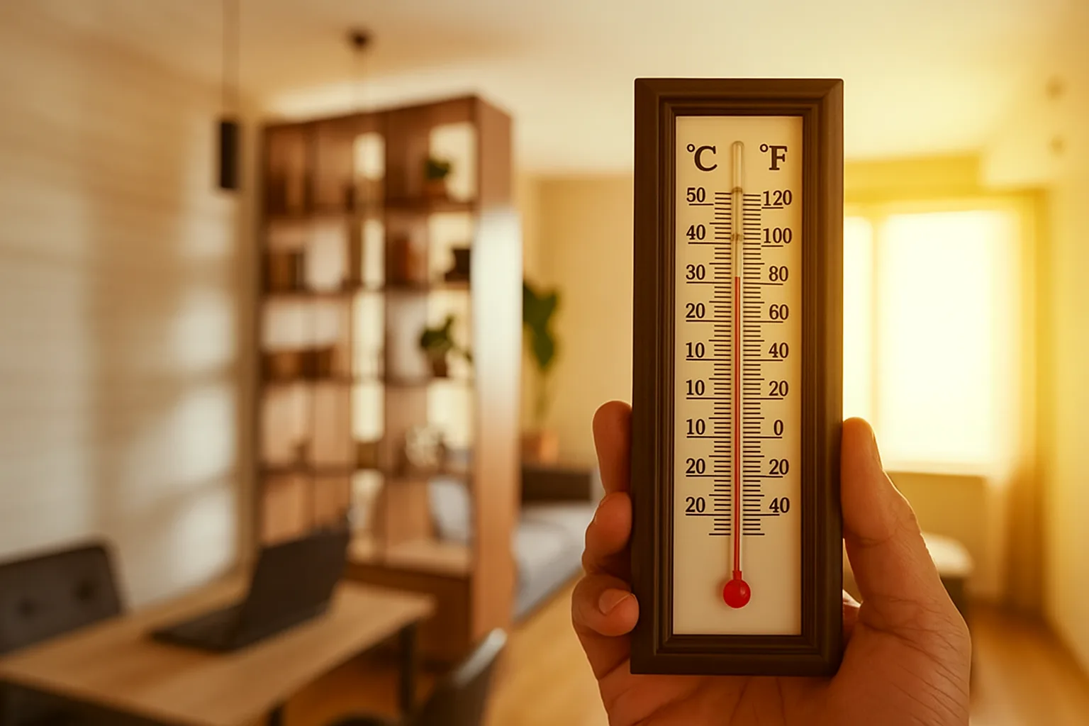 Thermomètre indiquant une chaleur extrême — illustration du changement climatique