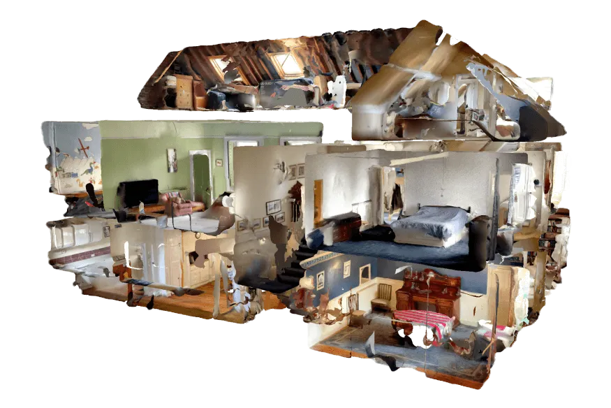 Scan LiDAR 3D intérieur d'une maison — modélisation numérique complète